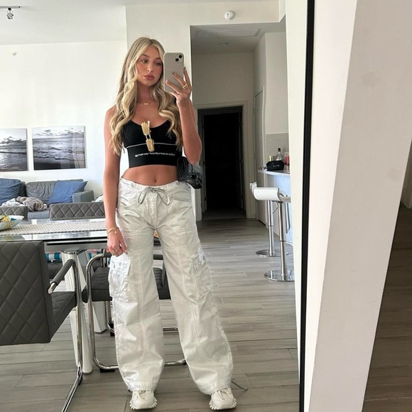 REVICE DENIM METALLIC SILVER PANTS - Picture 1 of 6